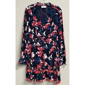Tanya Taylor 100% Silk Blue Floral Poppy Ruffle Dress Size 12